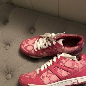 Pink Coach sneakers with logo